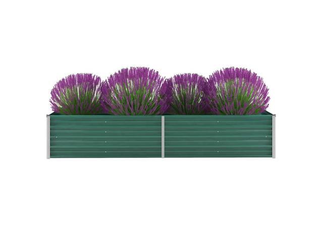 vidaXL Garden Raised Bed Open Bottom Galvanized Steel 945' Green DIY Planter