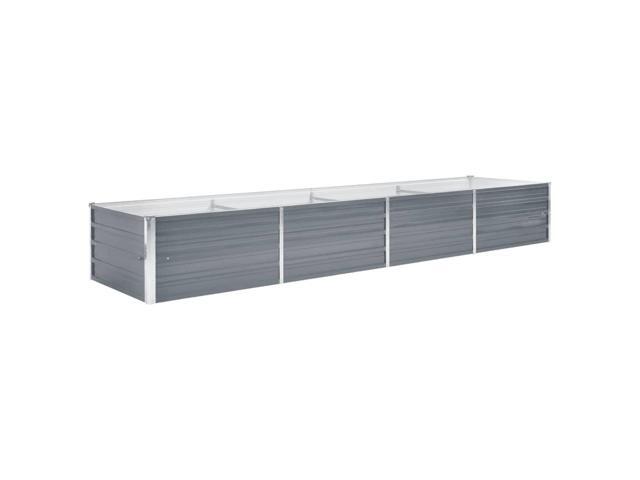 vidaXL Garden Raised Bed Open Bottom Galvanized Steel 126' Gray DIY Garden Bed