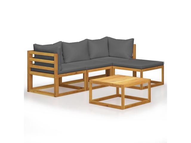 vidaXL Solid Acacia Wood 5 Piece Garden Lounge Set with Cushions Outdoor Sofa