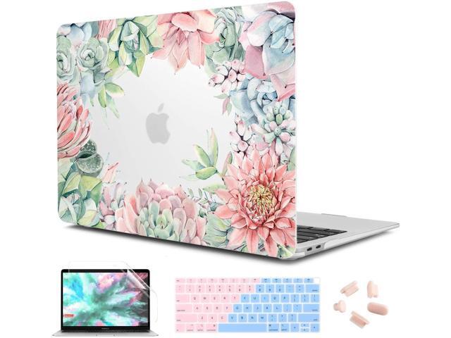 CiSoo New MacBook Air 13 inch Case 2020 2018 2019 Release Model A1932 A2179 with Touch ID Crystal Cherry Floral Case with Keyboard Cover Screen