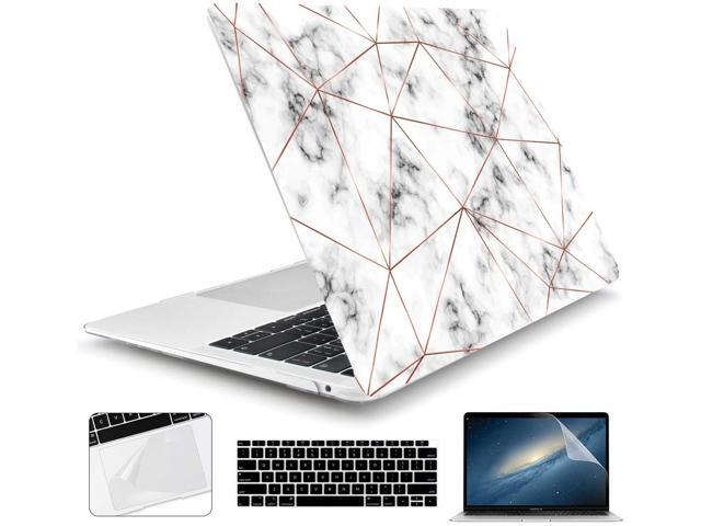 TwoL Transparent Tiny Flower Hard Shell Case and Silicone Keyboard Cover with Screen Protector for New MacBook Air 13 inch 2018 2019 2020 Release
