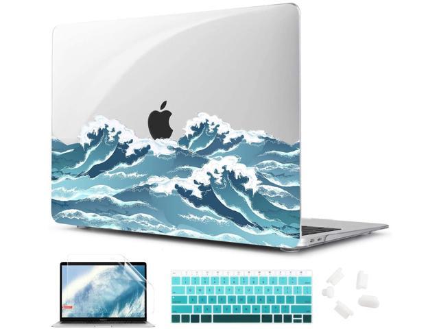TwoL Transparent Tiny Flower Hard Shell Case and Silicone Keyboard Cover with Screen Protector for New MacBook Air 13 inch 2018 2019 2020 Release