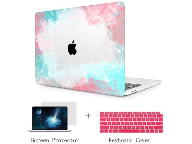 TwoL Transparent Tiny Flower Hard Shell Case and Silicone Keyboard Cover with Screen Protector for New MacBook Air 13 inch 2018 2019 2020 Release