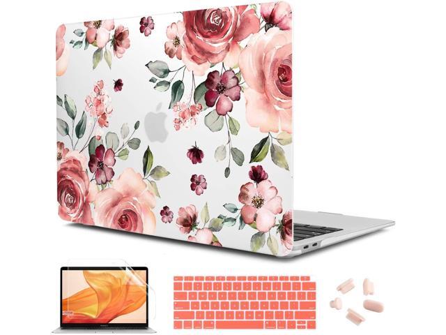 CiSoo New MacBook Air 13 inch Case 2020 2018 2019 Release Model A1932 A2179 with Touch ID Crystal Cherry Floral Case with Keyboard Cover Screen