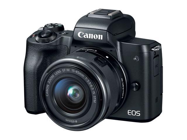 Canon EOS M50 Mirrorless Digital Camera with 15-45mm Lens + UV FLD CPL Filter Kit + 4 PC Macro Kit + Wide Angle & Telephoto Lens + Camera Case +