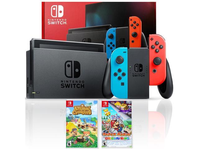 Nintendo Switch (Neon Blue/Red) + Animal Crossing + Paper Mario: Origami King