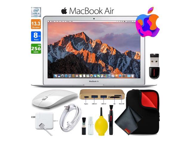 13 Inch MacBook Air 256GB SSD Intel Core i5 (Mid 2017 Silver) MQD42LL/A Laptop Computer Bundle Includes Wireless Mouse USB Flash Drive Fitted