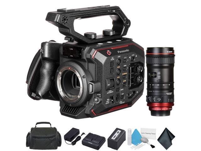 Panasonic AU-EVA1 Compact 57K Super 35mm Handheld Cinema Camera - Bundle with Canon CN-E 18-80mm T44 Compact-SERVO Cinema Zoom Lens (EF Mount) 