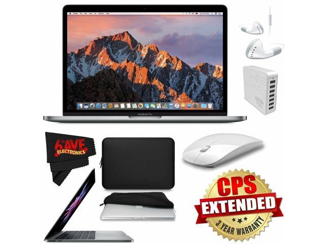 Apple 133' MacBook Pro (Mid 2017 Silver) + Padded Case For Macbook + 24 GHz Slim Optical Wireless Bluetooth + 7 Port USB Hub (White) Bundle
