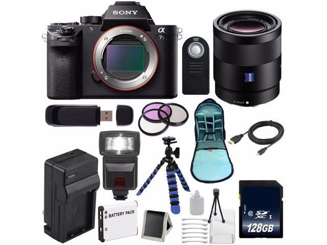 Sony Alpha a7S II a7S Mark II a7SII ILCE7SM2/B Mirrorless Digital Camera (International Model ) + Sony Sonnar T FE 55mm f/18 ZA Lens + 49mm Filter