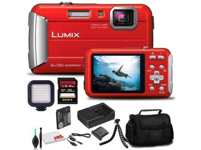 Panasonic Lumix DMC-TS30 Digital Camera (Red) (DMC-TS30R) - Bundle -
