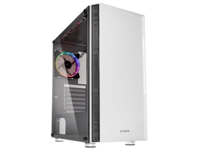 Zalman R2 ATX Mid Tower PC Case with Modern Mesh Front Panel Design Tempered Glass 1 x 120mm RGB Fan USB 30 & 20 LED Control Button Top & 