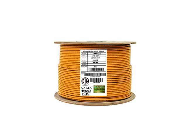 Elite Cat6a Shielded Plenum (CMP) 1000ft 650MHz 23AWG F/UTP Solid Pure Copper 10Gb UL Certified UL-LP Certification Bulk Ethernet Cable