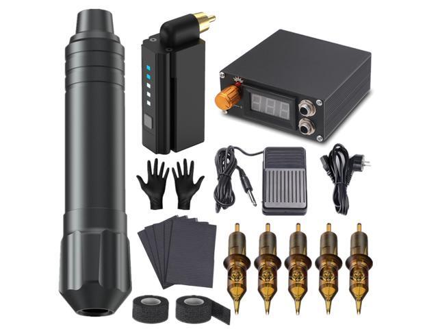 2021 new rechargeable battery tattoo machine set professional wireless power supply motor tattoo pen full set of tattoo equipment