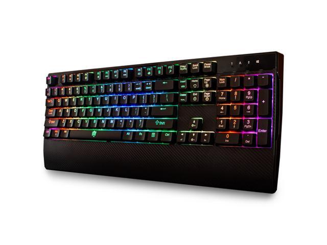 Deco Gear Mechanical Gaming Keyboard Anti-Ghosting Ergonomic Fixed Palm Rest Full Customizable RGB Backlit Carbon Fiber Design Outemu