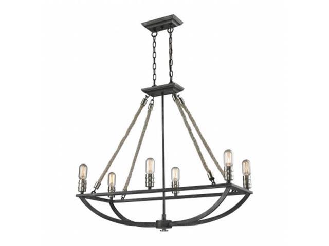 ELK Lighting Natural Rope 6 Light Chandelier Silvered Graphite/Polished Nickel Accents - 63055-6