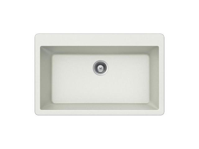 Houzer V-100 CLOUD Quartztone Series Composite Granite Topmount Large Single Bowl Kitchen Sink White