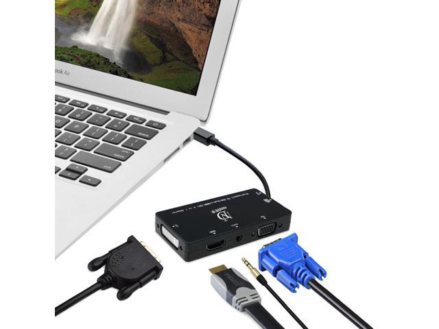 Thunderbolt 2 Dock Mini Displayport to HDMI VGA DVI Multi-Port Thunderbolt Hub Adapter 4 in1 Audio Cable for Mac Book Air