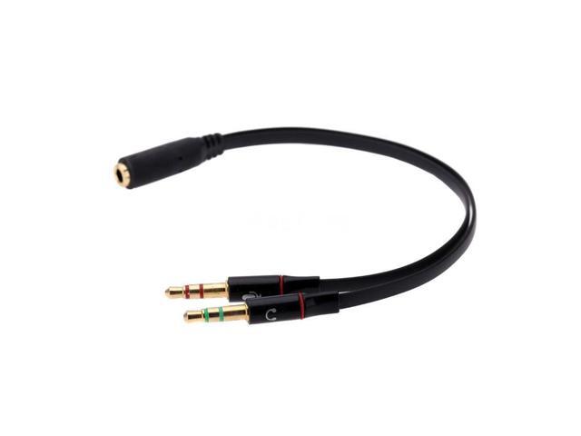 Black 35mm Y Splitter 2 Jack Male to 1 Female Headphone Mic Audio Adapter DI3K