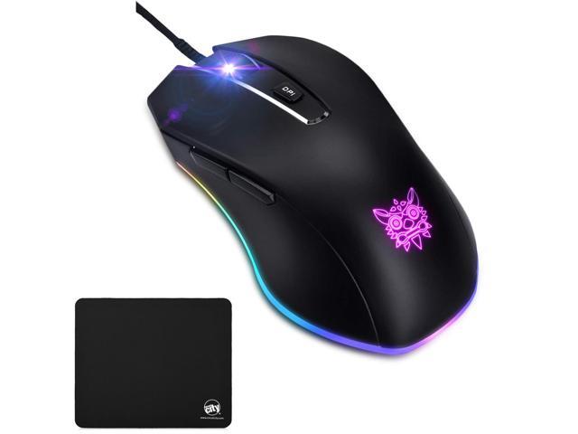 ONIKUMA USB Wired Gaming Mouse with 8000 DPI & 6 Programmable Buttons & RGB Breathing Lights for PC Mac Laptop Desktop Computer Bundle with Thin