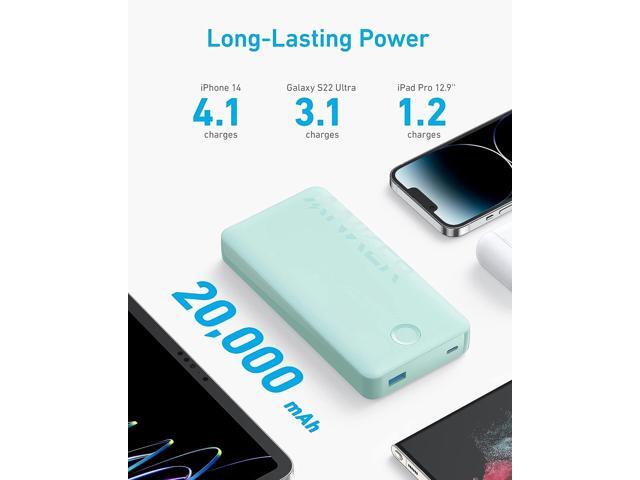 NeweggBusiness - Anker Portable Charger, 325 Power Bank (PowerCore 20K II),  20,000mAh Battery Pack with 2-Port, 15W High-Speed Charging for iPhone,  Samsung Galaxy, and More Green