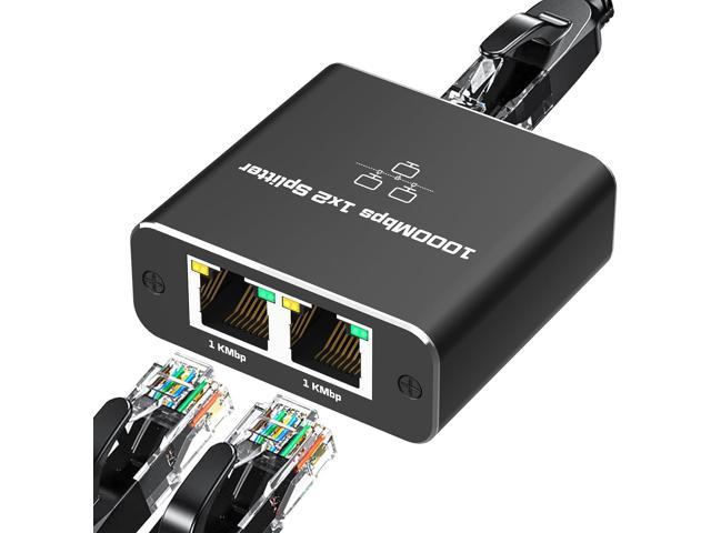 NeweggBusiness - Gigabit Ethernet Splitter, Ethernet Splitter 1 to 2 [2  Devices Simultaneous Networking], 1000Mbps Network Extension with USB Power  Cable, 8P8C LAN Interface Internet Splitter for Cat5/5e/6/7/8 Cable