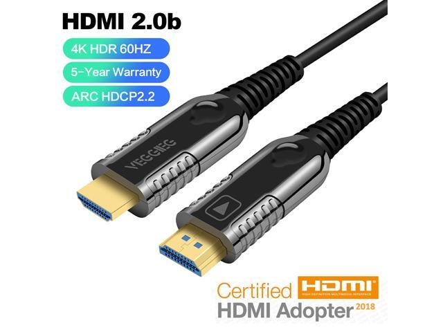 Unitek 4K 60Hz HDMI Fiber Optic Cable, 4K@60Hz Resolution, 18Gbps Data Speed Transfer Hdr Dolby Vision Hdcp2 2 Arc 3d Alloy Housing Material 40m Cable Length Black C11072bk 40m