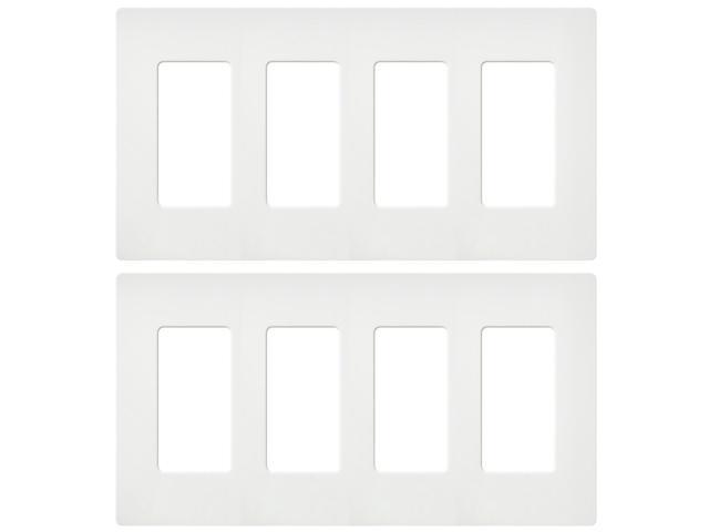 [2 Pack] BESTTEN Screwless Wall Plates USWP4 Series 4-Gang Outlet Covers for GFCI Decorator Receptacle Dimmer and Light Switch Residential and
