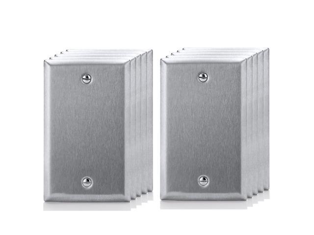 [10 Pack] Stainless Steel No Device Wall Plates 1 Gang Standard Blank Metal Outlet Covers Durable Anti-Corrosive Industrial Grade 304SS