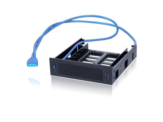 NeweggBusiness - 3.5" Device/HDD or 2.5" to 5.25 Floppy to Optical Bay Tray Bracket Converter,5.25" Front Panel w/ 2 Ports USB 3.0 Hub to Motherboard USB 20Pin,