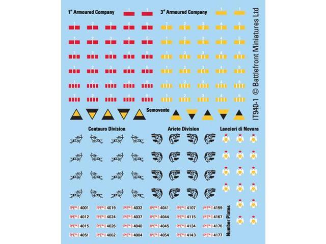 Flames of War Italian Waterslide Transfer Decals Italy Miniatures IT940