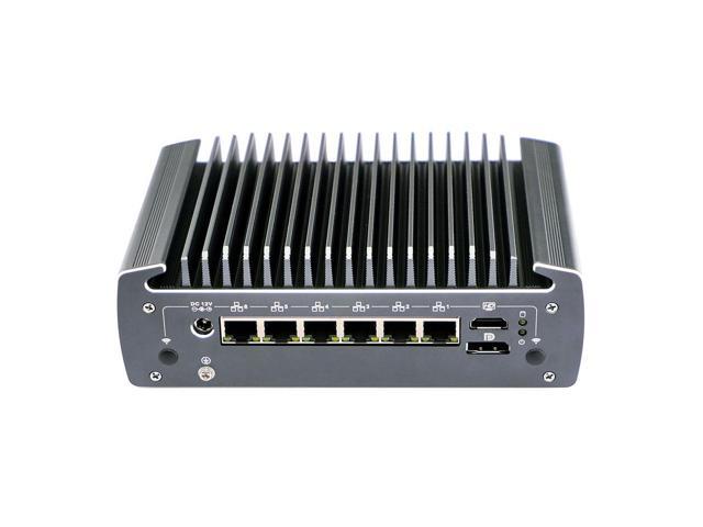 NeweggBusiness - Micro Firewall Appliance, Fanless Mini PC, Intel Core i3  10110U, VPN, Router PC, AES-NI, 6 x Intel I225-V 2.5GbE NIC Ports, TPM2.0,  AES-NI, POE, 1xDP 1xHDMI 1xCOM 6xUSB, 4GB RAM