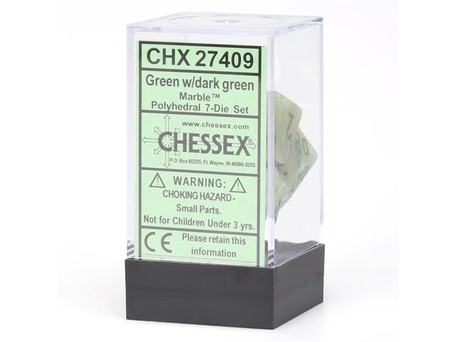 Polyhedral Dice Marble Green/Dark Green 7-Set Chessex Manufacturing