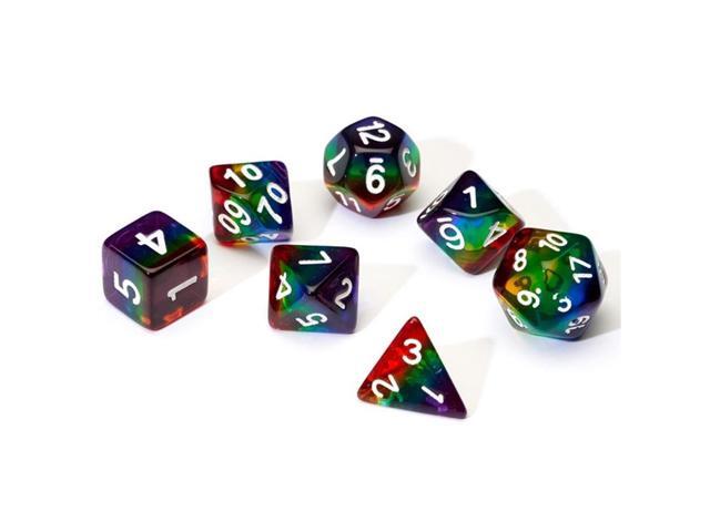 7 Set Transparent Rainbow Dice Set Role-Playing Polyhedral Durable Sirius
