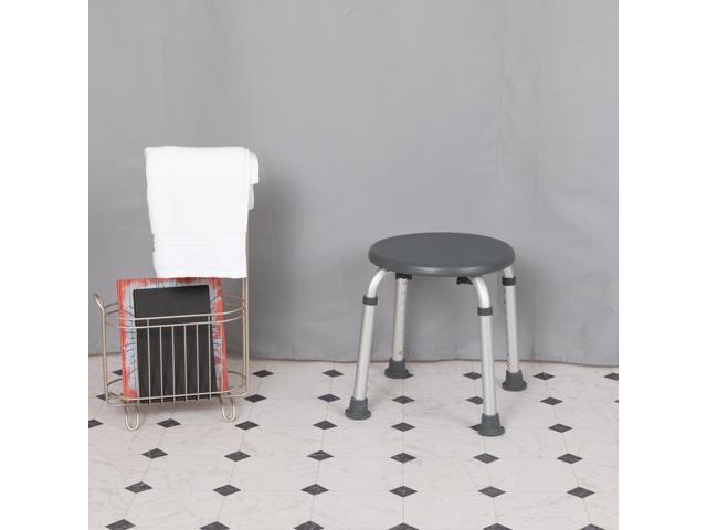 Flash Furniture HERCULES Series Tool-Free and Quick Assembly, 300 Lb. Capacity, Adjustable Gray Bath & Shower Stool