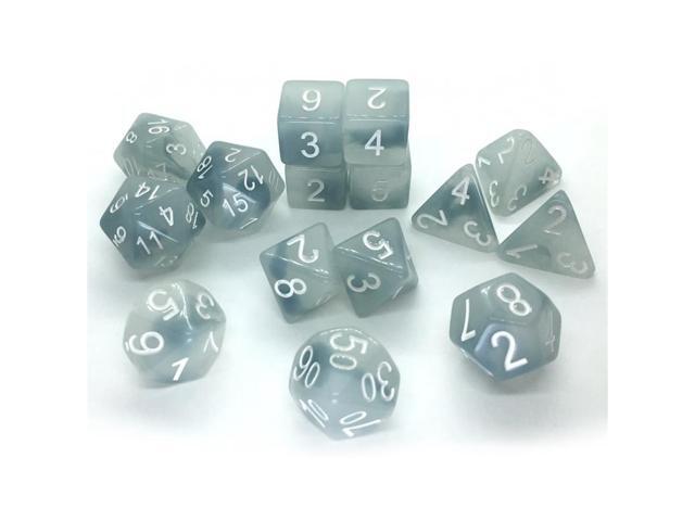 Ghostly Grudge Jade Style Polyhedral Dice Set 15ct Diffusion Effect Large Sized Role 4 Initiative
