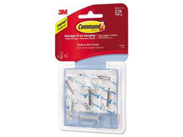 Clear Hooks & Strips Plastic Medium 6 Hooks & 8 Strips/pack