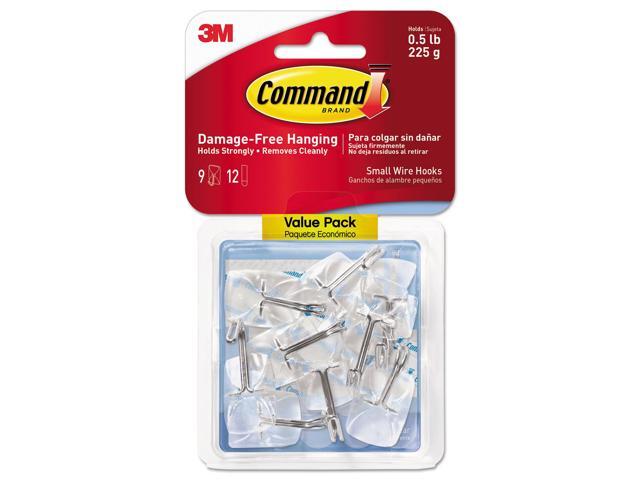 Clear Hooks & Strips Plastic/wire Small 9 Hooks W/12 Adhesive Strips Per Pack