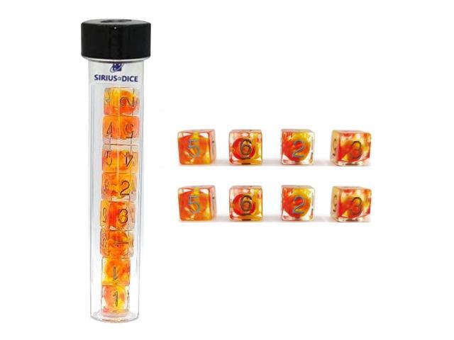 Sirius Fireball D6 8pc Semi-Translucent Orange Dice Set D & D Role Playing Game Accessory