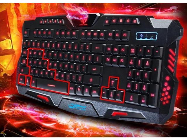 axGear Gaming Pro USB Keyboard Multimedia Illuminated LED USB Wired 3 Color Backlit