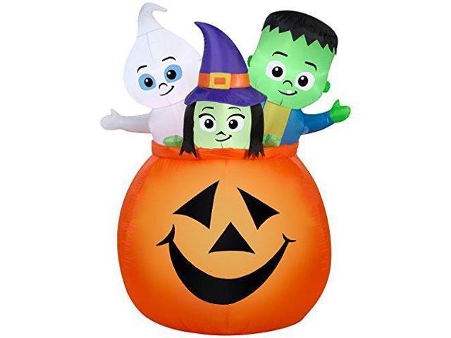 Halloween Inflatable 5' Monster Trio in Pumpkin By Gemmy