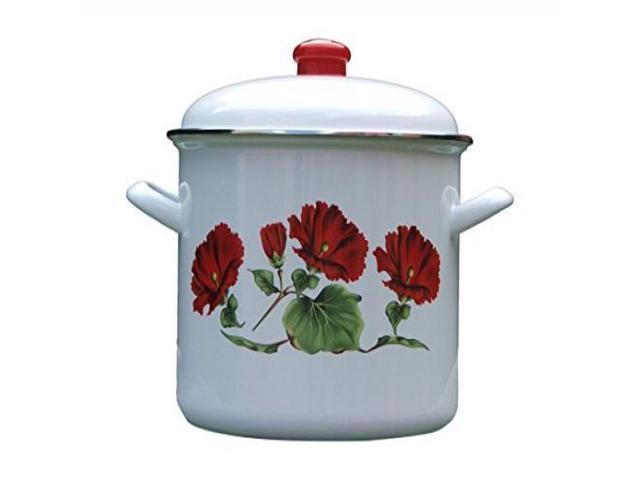 Uniware Deep Stock Pot with Rose Print 4 Pieces Per Carton 21 L White