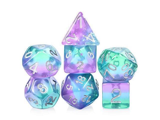 Resin D & D Dice Set DNDND Translucent Multiable Colors Polyhedral Dice with Organza Bag for DND Dungeons and Dragons Roleplay Games and Table Games