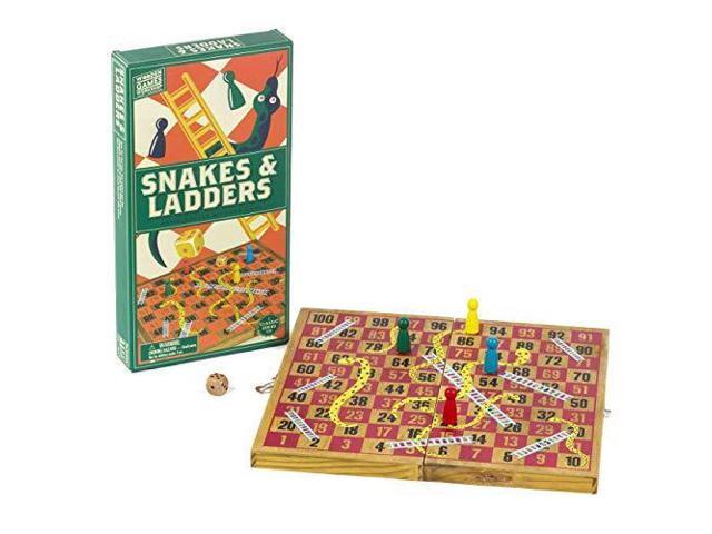 Professor Puzzle; Wooden Snakes & Ladders - Traditional / Classic Wooden Family Board Game Snakes and Ladders