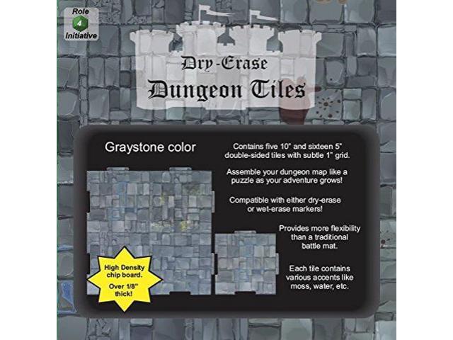Dry Erase Dungeon Tiles Graystone - Pack of 5 10' and 16 5' Tiles