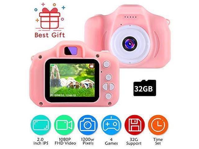 TekHome 2019 Toddler Toys for 3 Year Old Girls 1080P Digital Kids Camera Pink with Games for Girls with 32GB SD Card Toys for 4-5 Year Old Girls