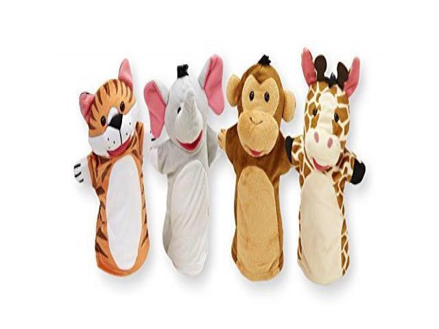 melissa & doug 96033 zoo friends hand puppets (set of 4) - frustration free packaging - elephant giraffe tiger and monkey m