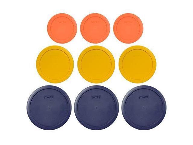 Pyrex (3) 7402-PC 6/7 Cup Blue (3) 7201-PC 4 Cup Butter Yellow (3) 7200-PC 2 Cup Orange Replacement Food Storage Lids