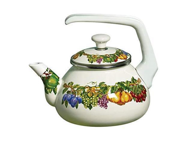 Kensington Garden Collection- Porcelain Enamel Non Stick Non-Corrosive 2 Quart Whistling Tea Kettle