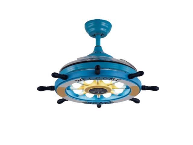 Creative Rudder Fan Light Children Bedroom Invisible Small Ceiling Fan with 3 Gear Dimming(36 inch B / Remote Control)